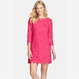 Felicity & Coco Belza Hot Pink Floral Lace Shift Dress Size XS
